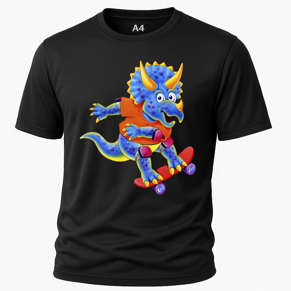 Skateboard Triceratops Cooling Performance Crew T-Shirt