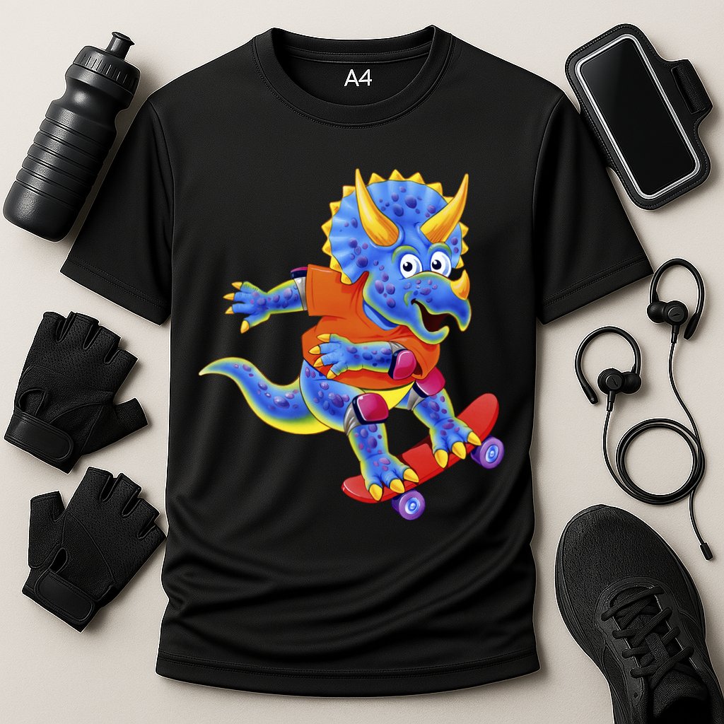 Skateboard Triceratops Cooling Performance Crew T-Shirt