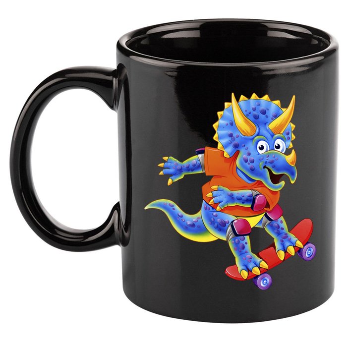 Skateboard Triceratops 11oz C Handle Ceramic Mug