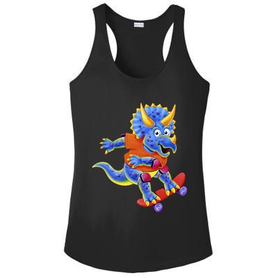 Skateboard Triceratops Ladies PosiCharge Competitor Racerback Tank