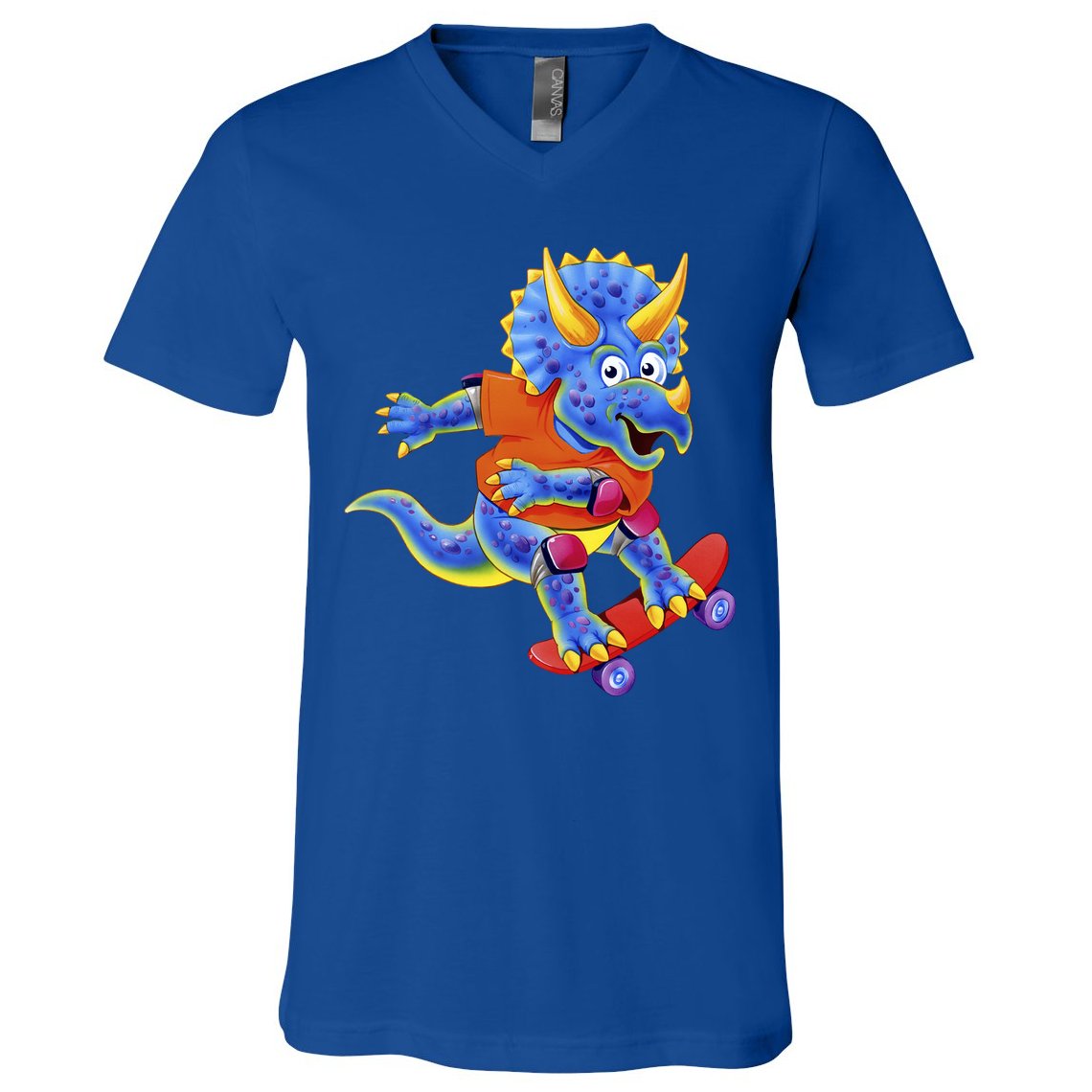 Skateboard Triceratops V-Neck T-Shirt