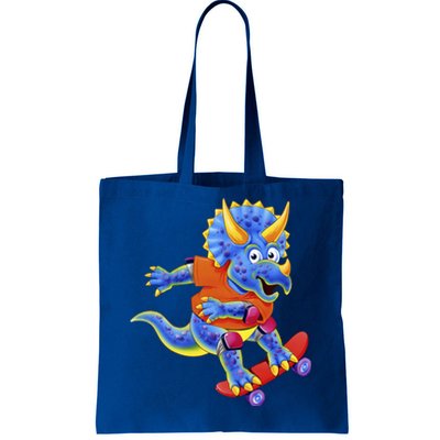 Skateboard Triceratops Tote Bag