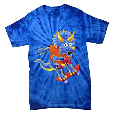 Skateboard Triceratops Tie-Dye T-Shirt