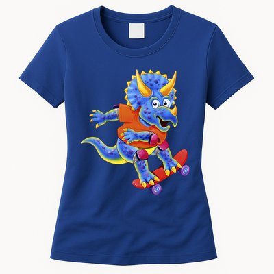 Skateboard Triceratops Womens T-Shirt