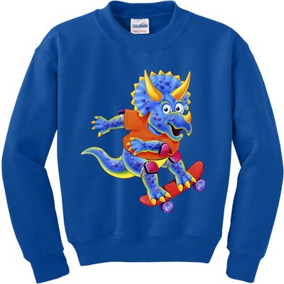Skateboard Triceratops Kids Sweatshirt