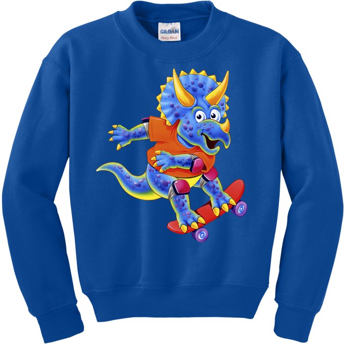 Skateboard Triceratops Kids Sweatshirt