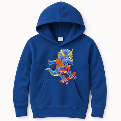 Skateboard Triceratops Kids Hoodie