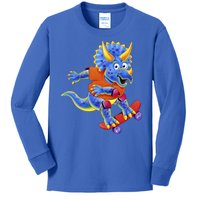 Skateboard Triceratops Kids Long Sleeve Shirt