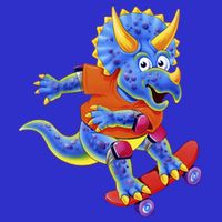 Skateboard Triceratops Full Zip Hoodie