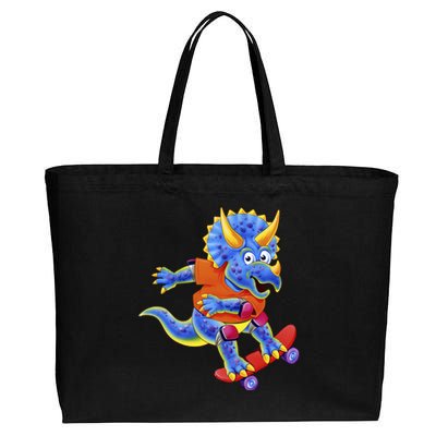 Skateboard Triceratops Cotton Canvas Jumbo Tote