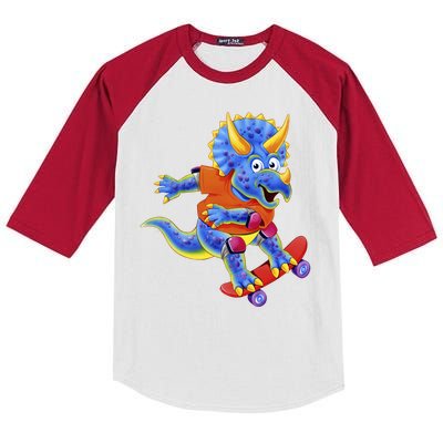 Skateboard Triceratops Kids Colorblock Raglan Jersey