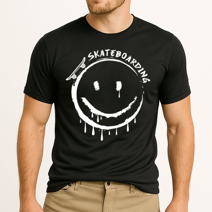 Skateboarding Graffiti Smile Face Cooling Performance Crew T-Shirt