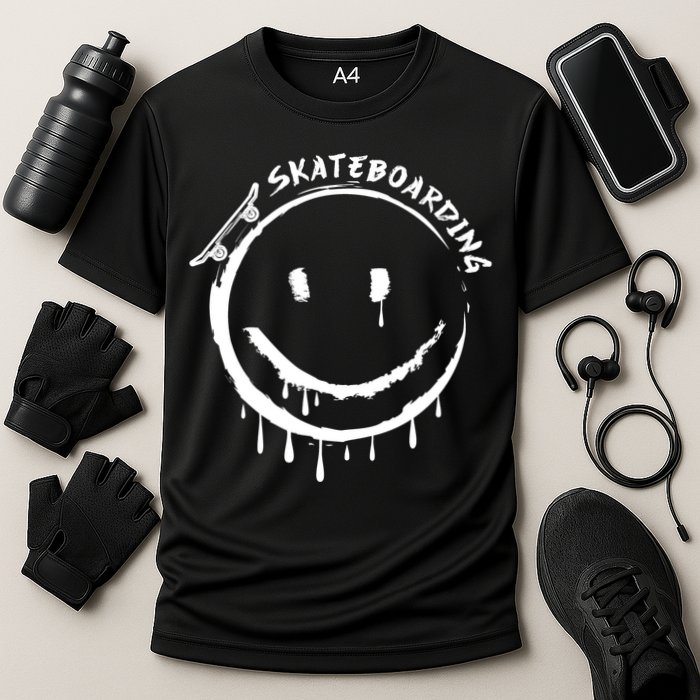 Skateboarding Graffiti Smile Face Cooling Performance Crew T-Shirt