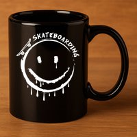 Skateboarding Graffiti Smile Face 11oz C Handle Ceramic Mug