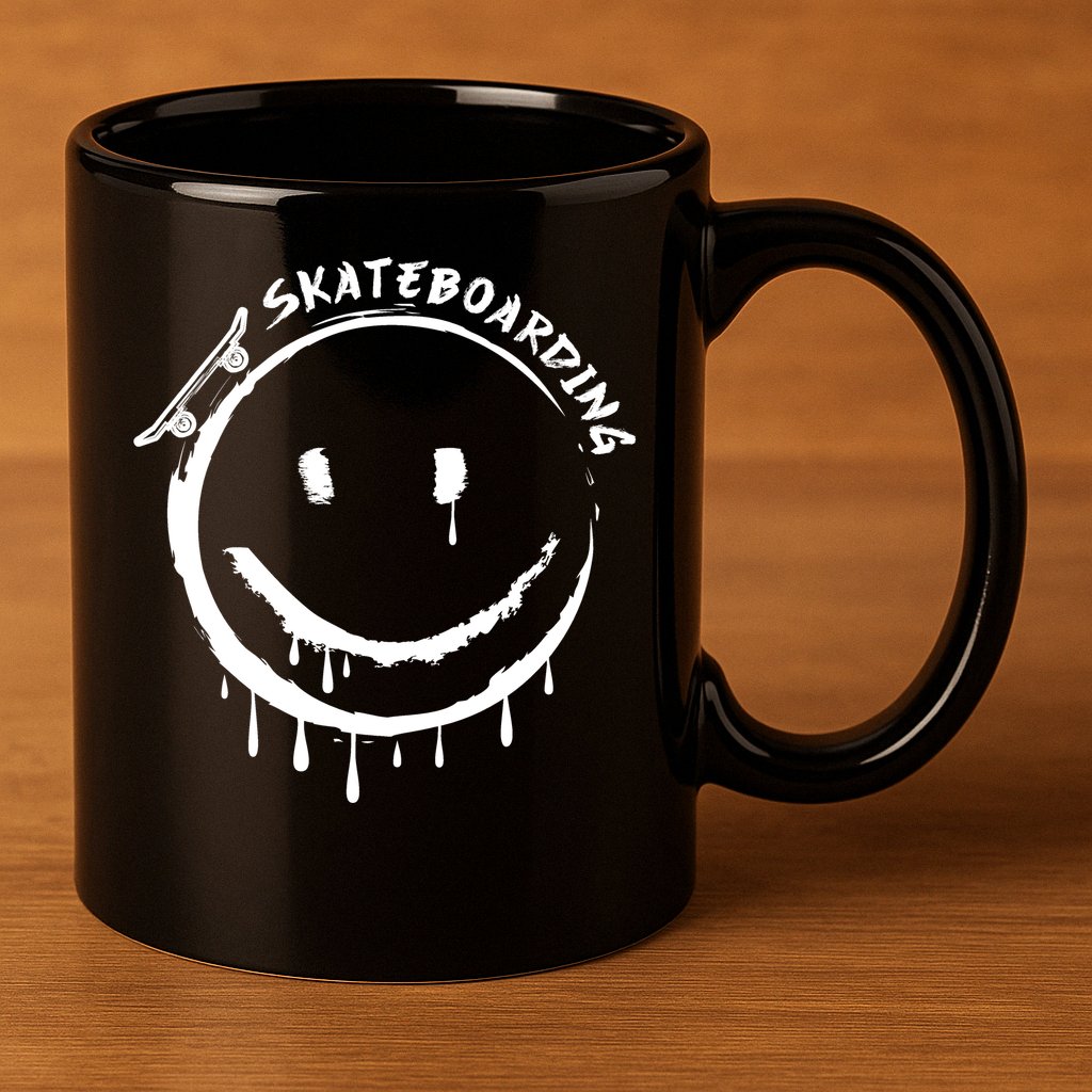 Skateboarding Graffiti Smile Face 11oz C Handle Ceramic Mug