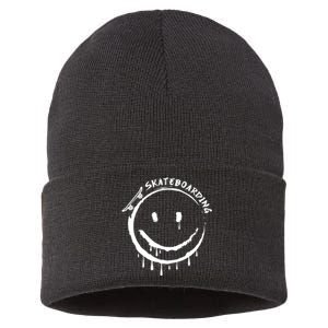 Skateboarding Graffiti Smile Face Sustainable Knit Beanie