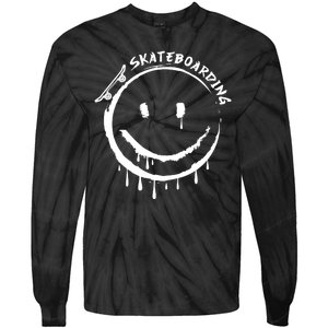 Skateboarding Graffiti Smile Face Tie-Dye Long Sleeve Shirt