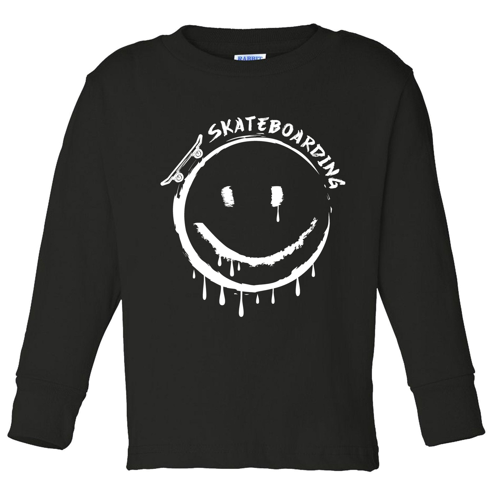 Skateboarding Graffiti Smile Face Toddler Long Sleeve Shirt