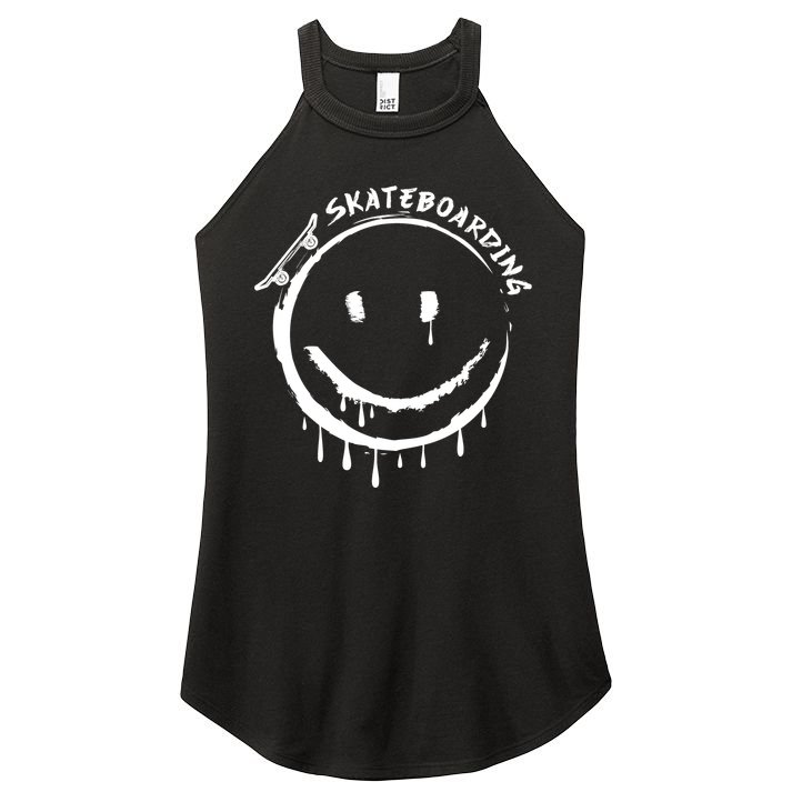 Skateboarding Graffiti Smile Face Women's Perfect Tri Rocker Tank