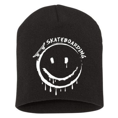 Skateboarding Graffiti Smile Face Short Acrylic Beanie