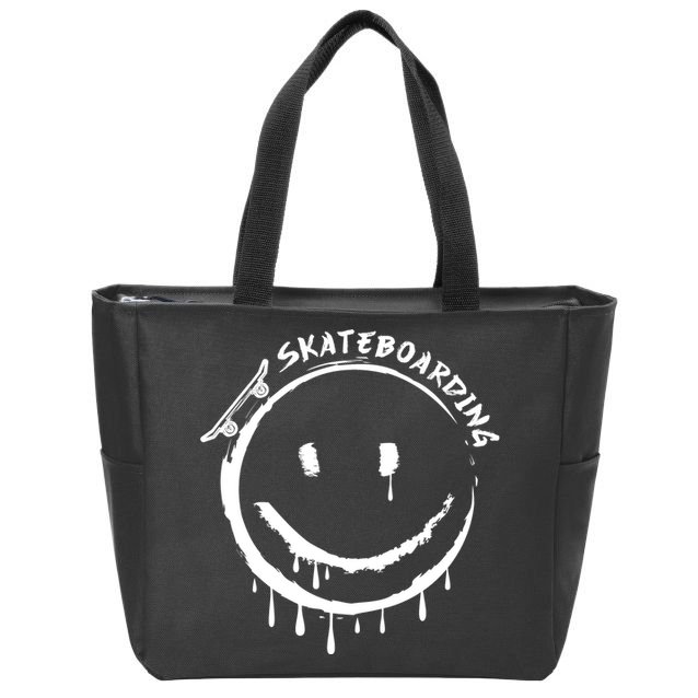 Skateboarding Graffiti Smile Face Zip Tote Bag