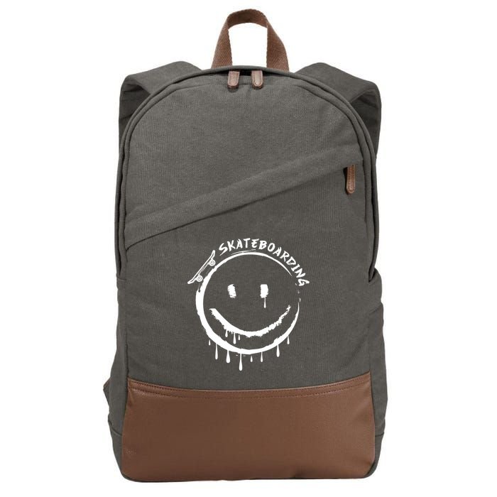 Skateboarding Graffiti Smile Face Cotton Canvas Backpack