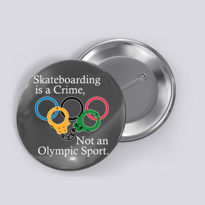Skateboarding Is A Crime Not An Olympic Sport Button