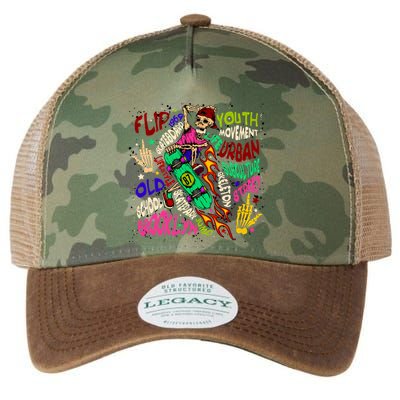 Skateboarding Skeleton Dude Legacy Tie Dye Trucker Hat