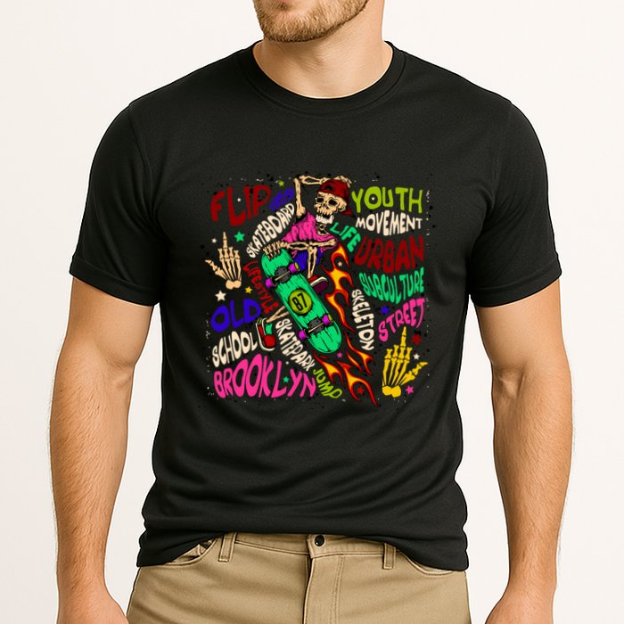 Skateboarding Skeleton Dude Cooling Performance Crew T-Shirt