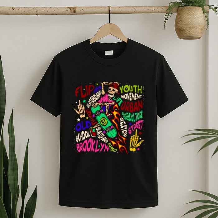 Skateboarding Skeleton Dude T-Shirt