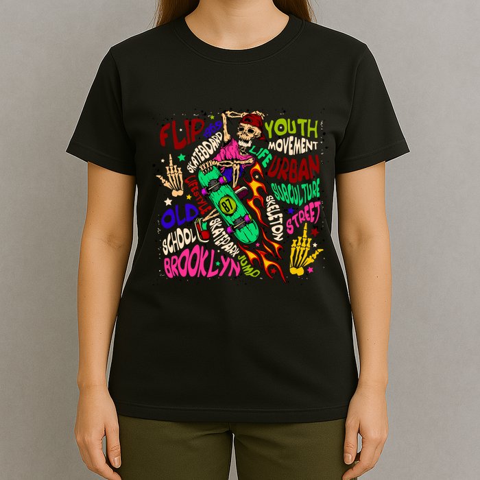 Skateboarding Skeleton Dude T-Shirt