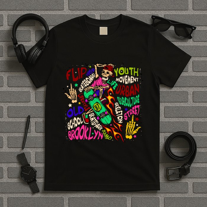 Skateboarding Skeleton Dude T-Shirt