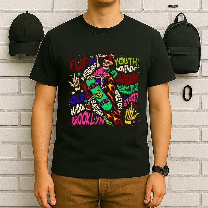 Skateboarding Skeleton Dude T-Shirt