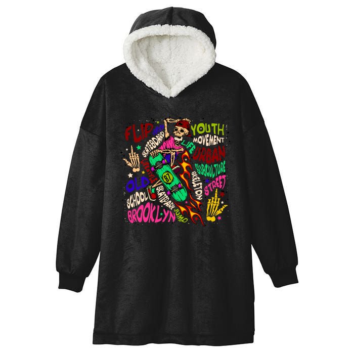 Skateboarding Skeleton Dude Hooded Wearable Blanket