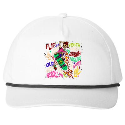 Skateboarding Skeleton Dude Snapback Five-Panel Rope Hat