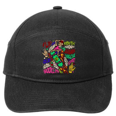 Skateboarding Skeleton Dude 7-Panel Snapback Hat