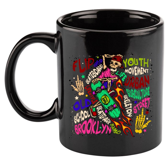 Skateboarding Skeleton Dude 11oz C Handle Ceramic Mug