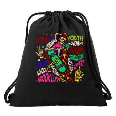 Skateboarding Skeleton Dude Drawstring Bag