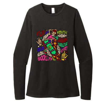 Skateboarding Skeleton Dude Womens CVC Long Sleeve Shirt