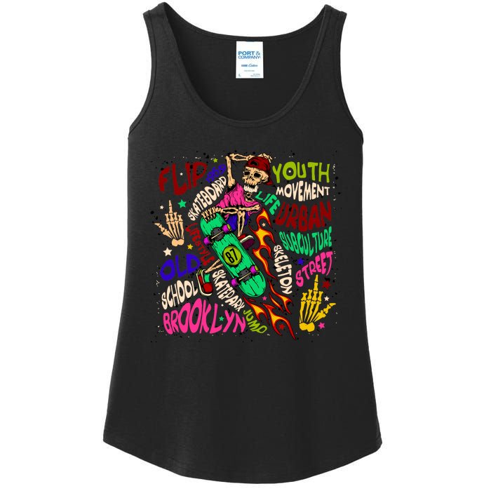 Skateboarding Skeleton Dude Ladies Essential Tank