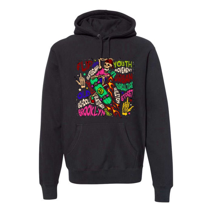 Skateboarding Skeleton Dude Premium Hoodie