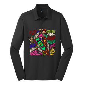 Skateboarding Skeleton Dude Silk Touch Performance Long Sleeve Polo