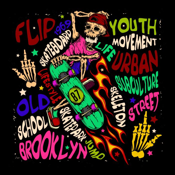 Skateboarding Skeleton Dude 16 in Basic Backpack