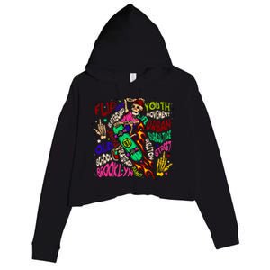 Skateboarding Skeleton Dude Crop Fleece Hoodie