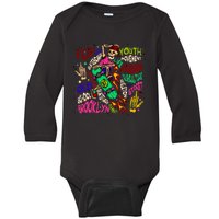 Skateboarding Skeleton Dude Baby Long Sleeve Bodysuit