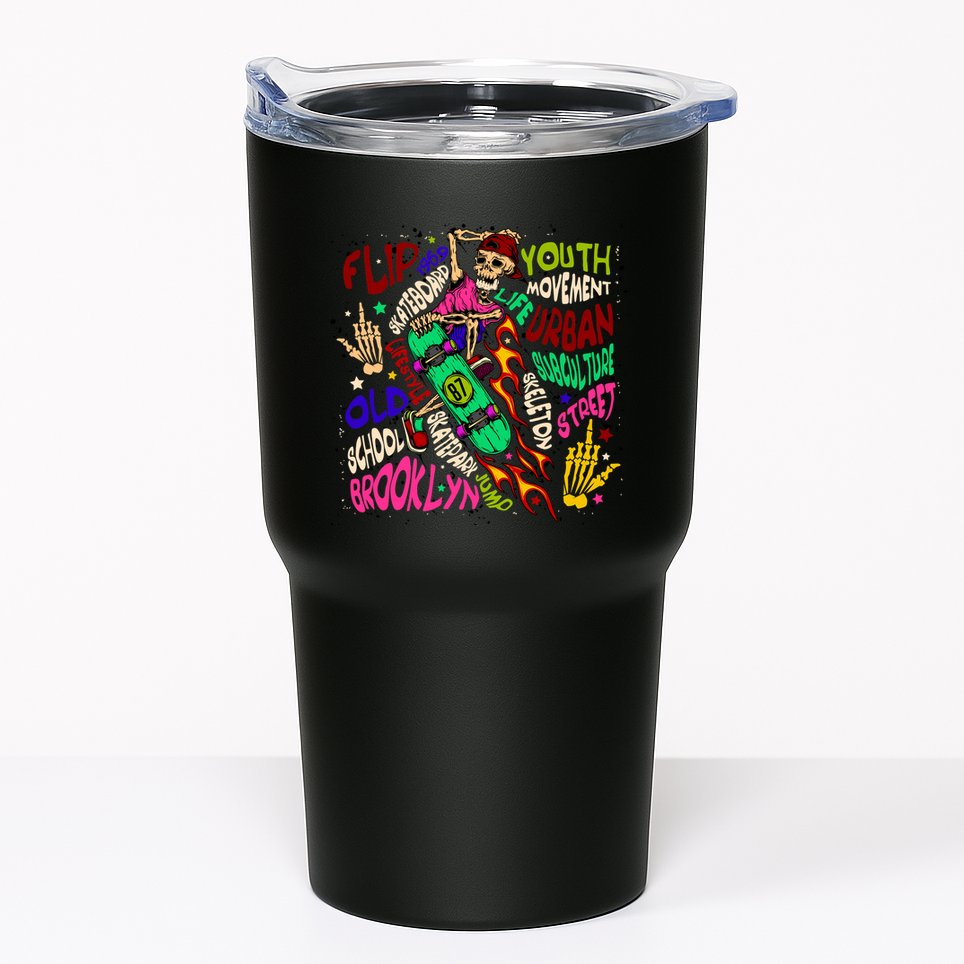 Skateboarding Skeleton Dude Tumbler