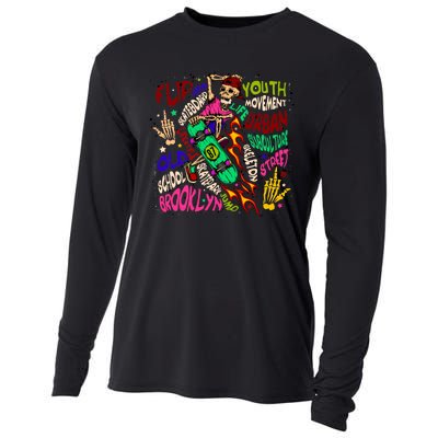 Skateboarding Skeleton Dude Cooling Performance Long Sleeve Crew