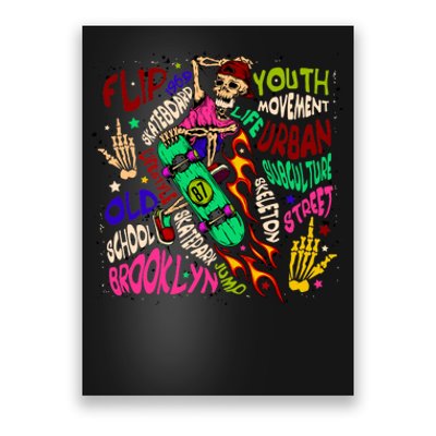 Skateboarding Skeleton Dude Poster