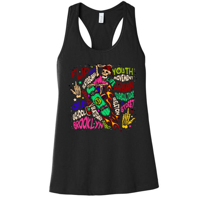 Skateboarding Skeleton Dude Women's Racerback Tank