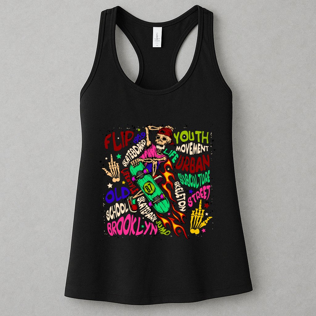 Skateboarding Skeleton Dude Womens Tank Top